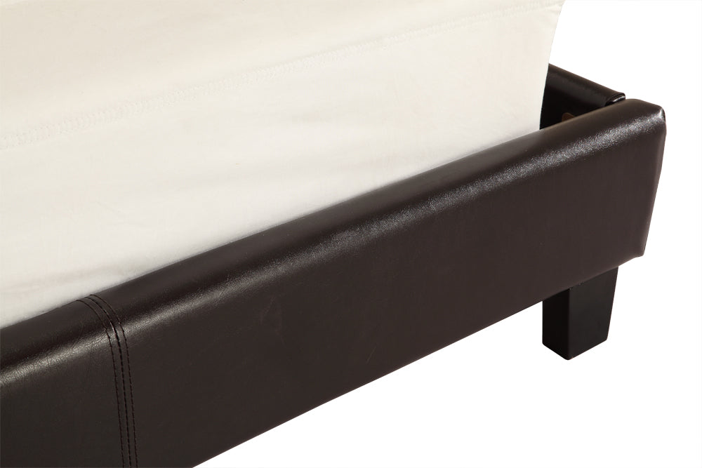 King PU Leather Bed Frame Brown