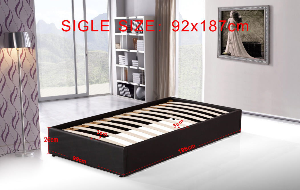 PU Leather Single Bed Ensemble Frame