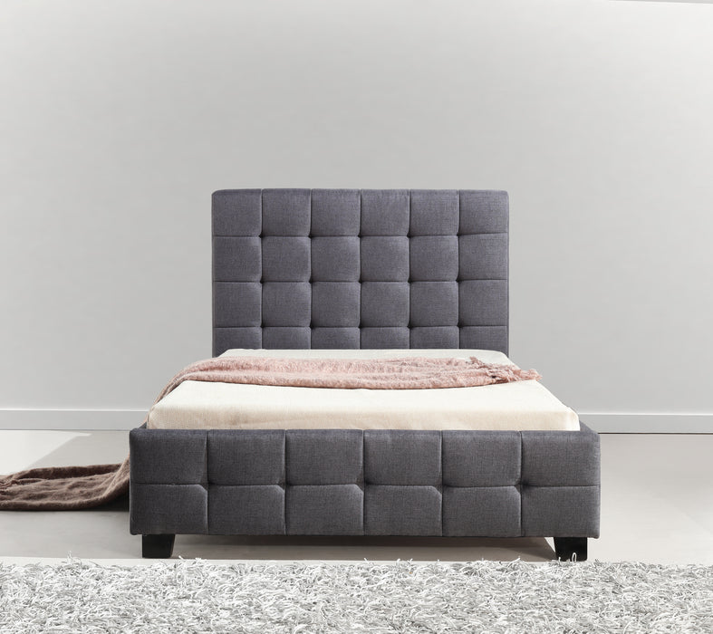 King Single Linen Fabric Deluxe Bed Frame Grey