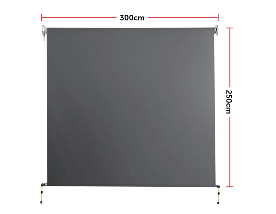 Retractable Straight Drop Roll Down Awning Garden Patio Screen 3.0X2.5M