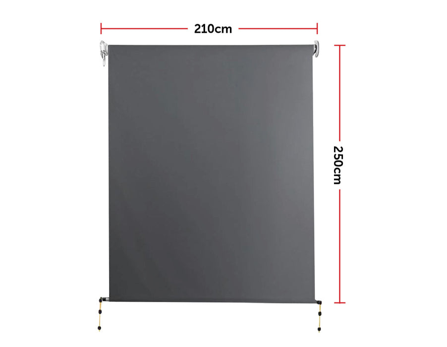 Retractable Straight Drop Roll Down Awning Garden Patio Screen 2.1X2.5M