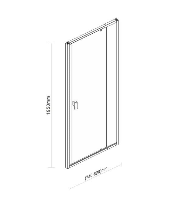 Adjustable Semi Frameless Shower Screen (74~82) x 195cm Australian Safety Glass