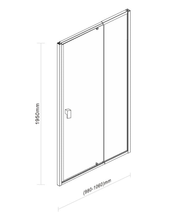 Adjustable Semi Frameless Shower Screen (98~106) x 195cm Australian Safety Glass