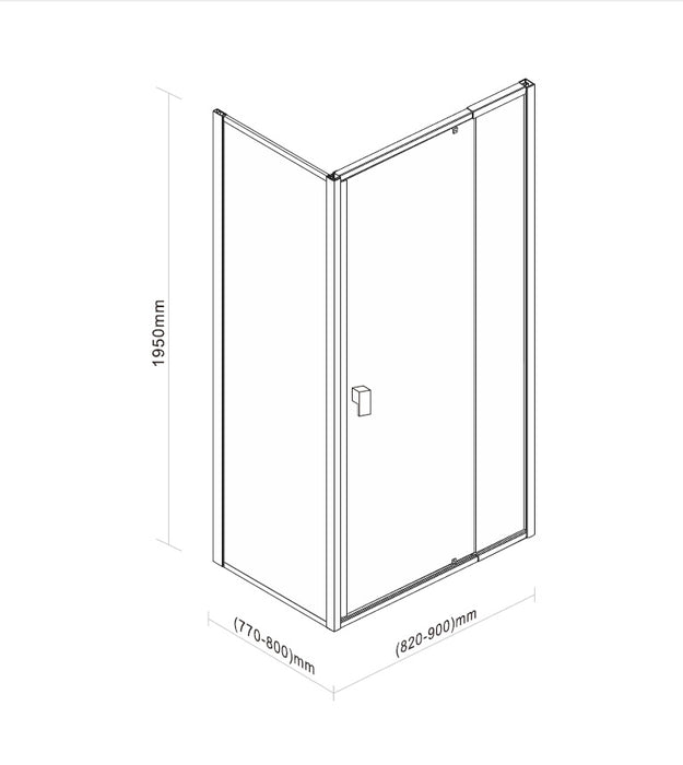 Semi Frameless Shower Screen (98~106)x 195cm & (77~80)x 195cm Side AS/NZS Glass