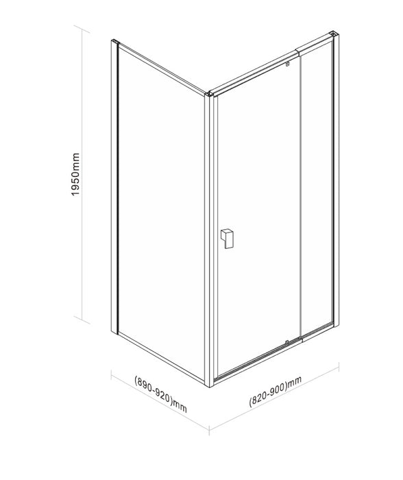 Semi Frameless Shower Screen (82~90)x 195cm & (89~92)x 195cm Side AS/NZS Glass