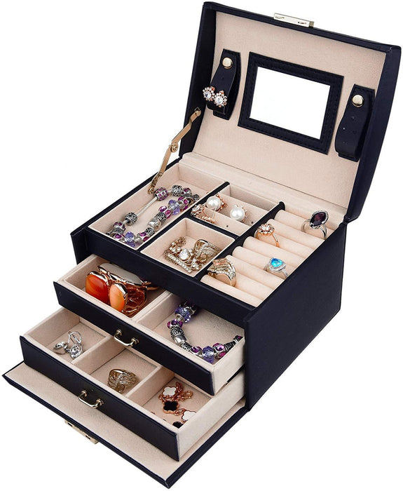 Jewellery Storage Box Girls Rings Necklaces Display Organiser Storage Case