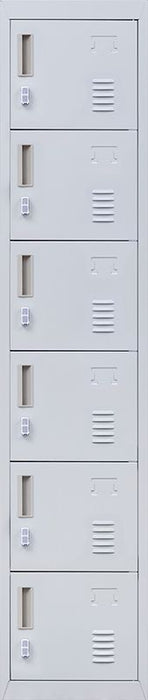 Padlock-operated Lock 6-Door Locker for Office Gym Shed School Home Storage Grey