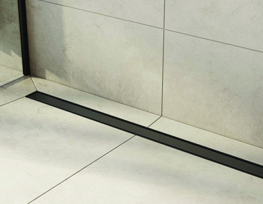 1000mm Tile Insert Bathroom Shower Black Grate Drain w/Centre outlet Floor Waste