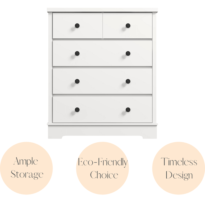 Margaux White Coastal Style Chest of Drawers Tallboy