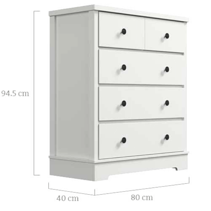 Margaux White Coastal Style Chest of Drawers Tallboy