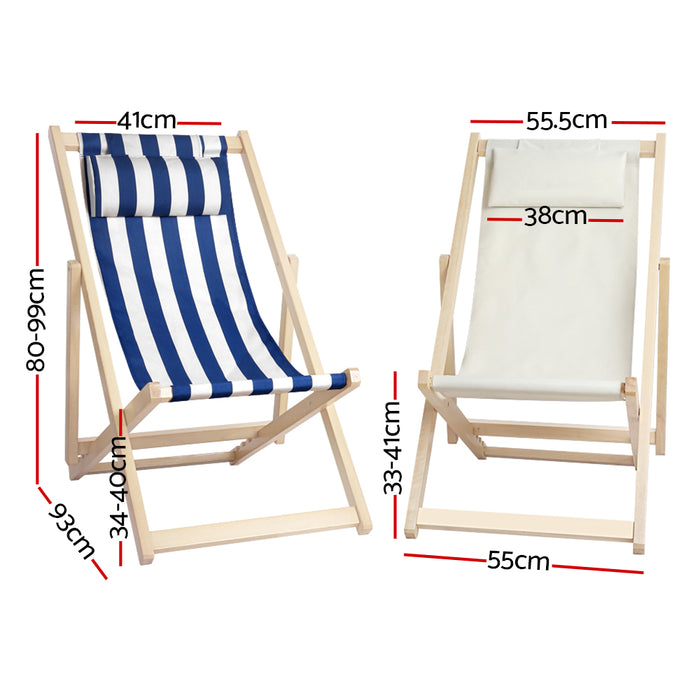 Gardeon Outdoor Furniture Sun Lounge Beach Chairs Deck Chair Folding Wooden Patio