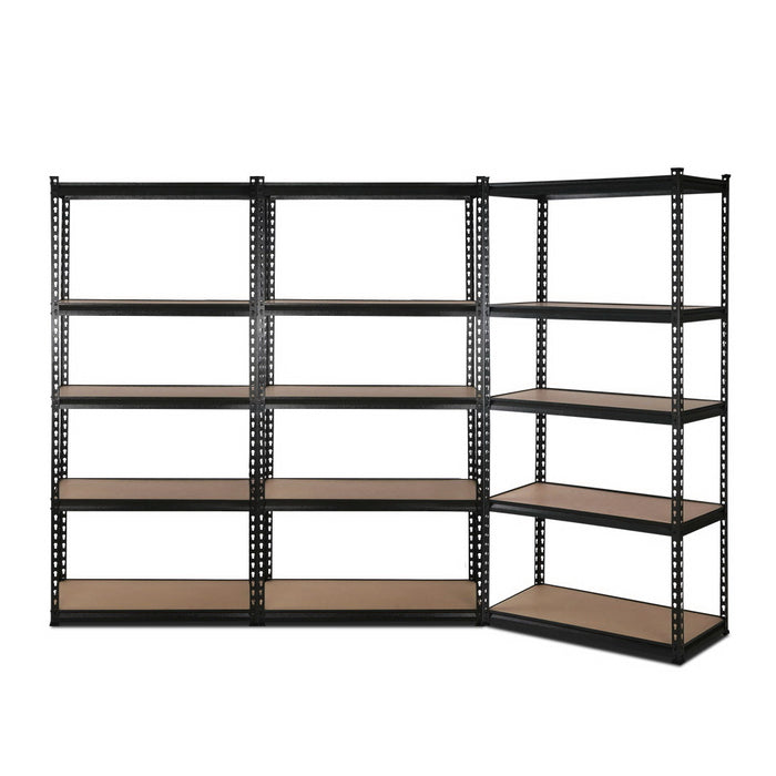 3x1.8M 5-Shelves Steel Warehouse Shelving Racking Garage Storage Rack Black