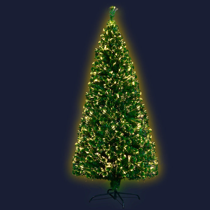 Jingle Jollys Christmas Tree 1.8M 6FT LED Xmas Fibre Optic Multi Warm White