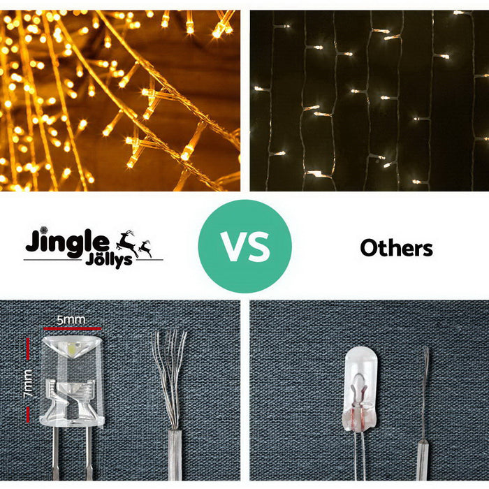 Jingle Jollys 800 LED Christmas Icicle Lights Warm White