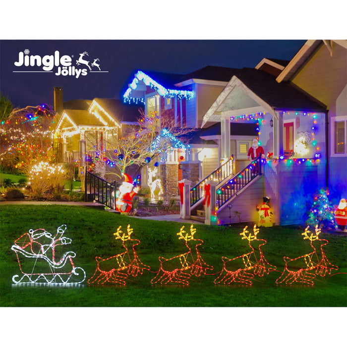 Jingle Jollys Christmas Motif Lights LED Rope Reindeer Waterproof Colourful Xmas