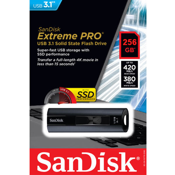 SANDISK CZ880 EXTREME PRO USB 3.1 420/380mb/s  SOLID STATE FLASH DRIVE 256GB SDCZ880-256G