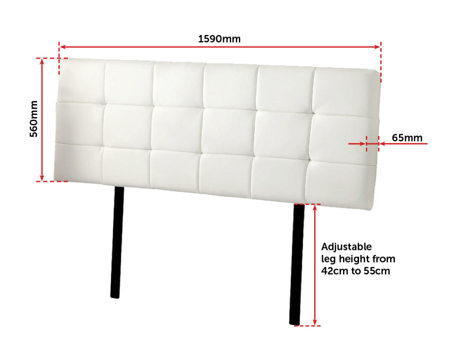 PU Leather Queen Bed Deluxe Headboard Bedhead - White